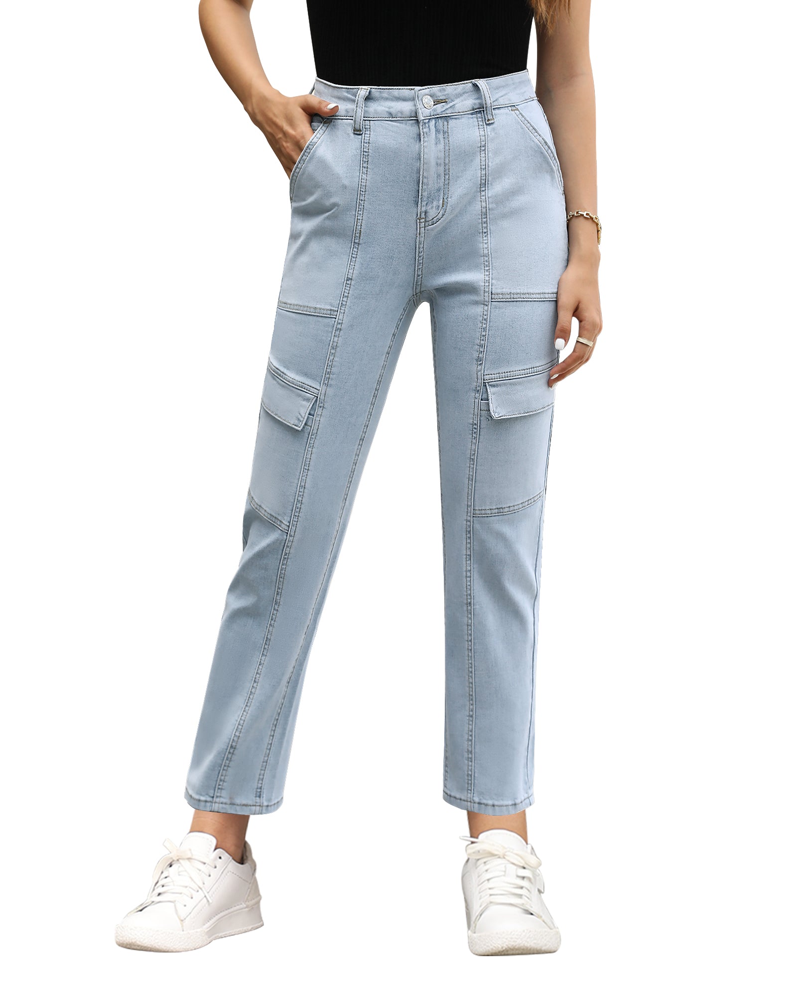 GRAPENT 2023 Jeans for Women Fashion Cargo Pants High Waisted