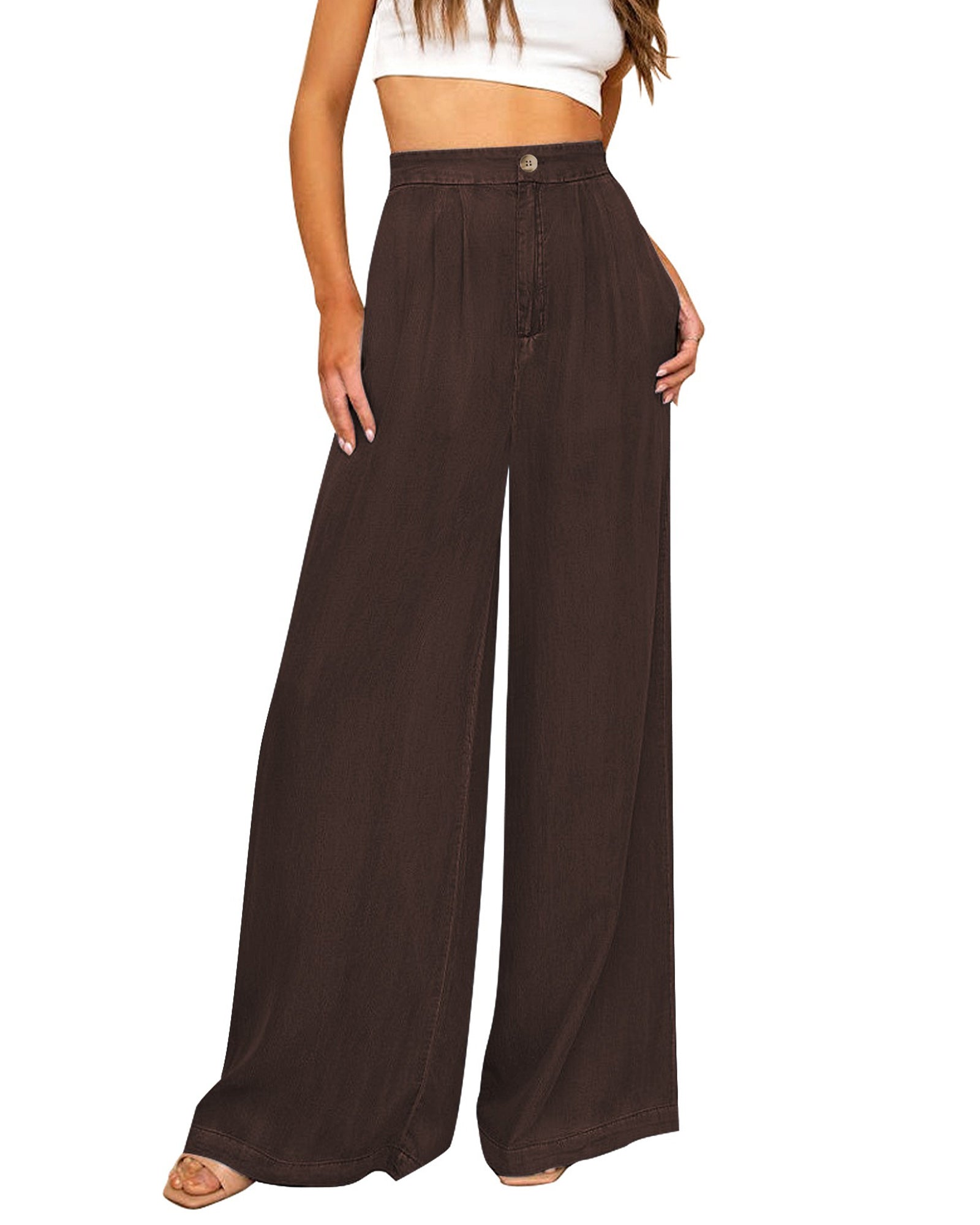 Wide Leg Pants for Women Summer Cotton Linen Loose Trousers Causal Plain High  Waist Beach Lounge Pants with Pocket (Color : Black, Size : XX-Large) price  in UAE | Amazon UAE | kanbkam