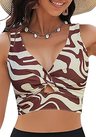 Women's Beach Wide Bikini Top Cover Up  Printed Swimwear Tops