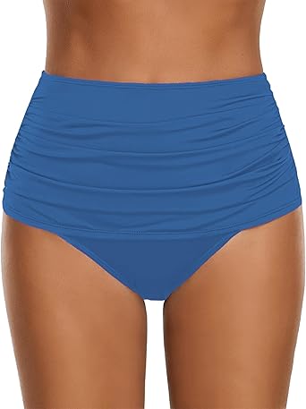 GRAPENT Women's High Waisted Swim Bottom Ruched Bikini Tankini Swimsuit Briefs