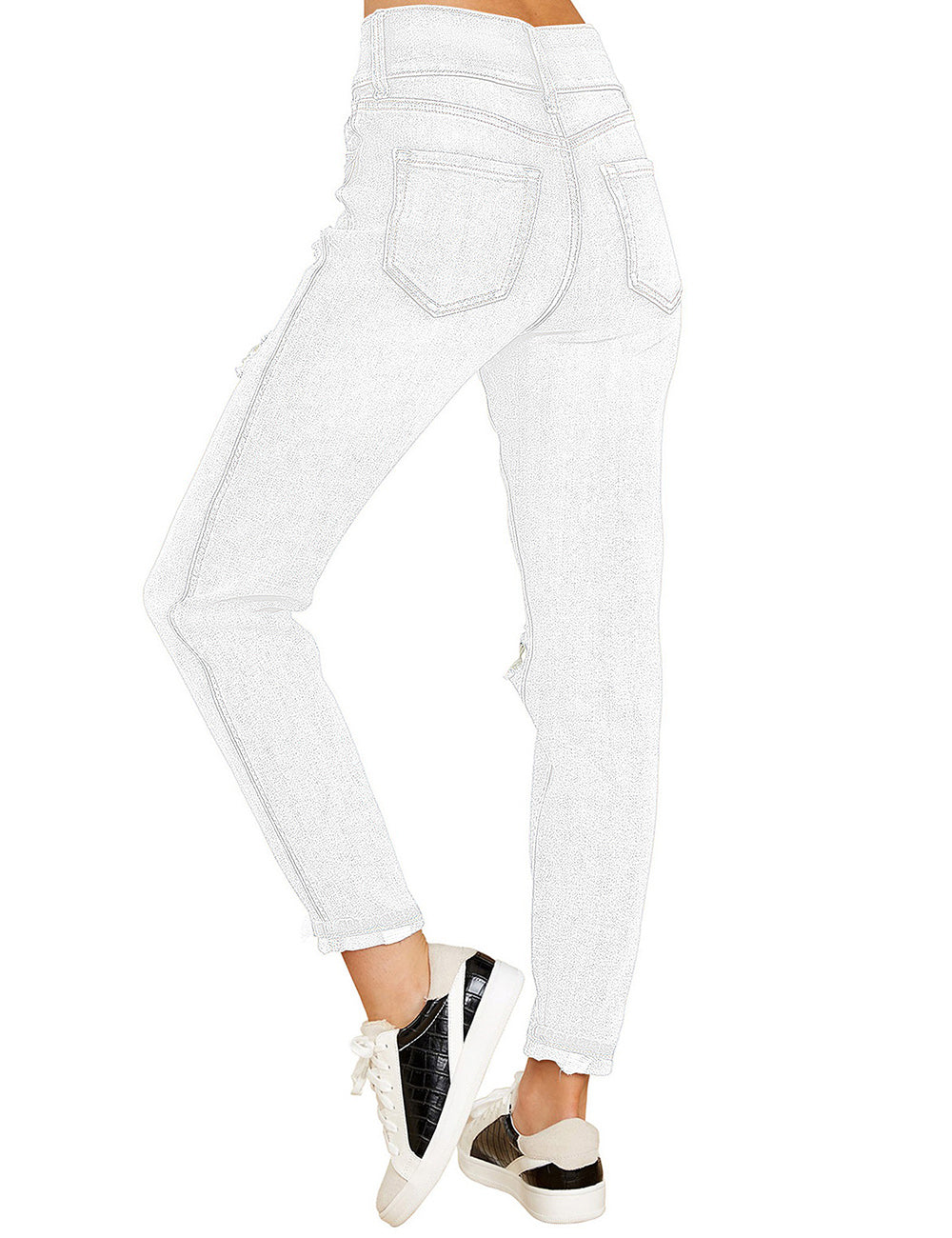 ALAÏA Women's High Waist White Denim Jeans | ALAÏA TR
