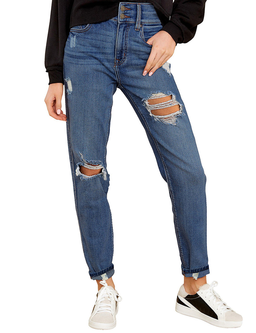 GRAPENT Women's Casual High Waisted Mom Jeans India