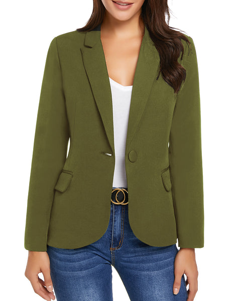 GRAPENT Women's Business Casual Buttons Pockets Open Front Blazer Suit Cardigan